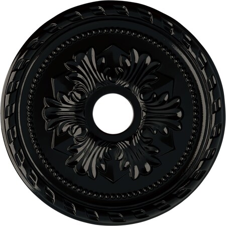 Ekena Millwork Palmetto Ceiling Medallion (Fits Canopies up to 5"), 20 7/8"OD x 3 5/8"ID x 1 5/8"P, Black Pearl CM20PMBPS